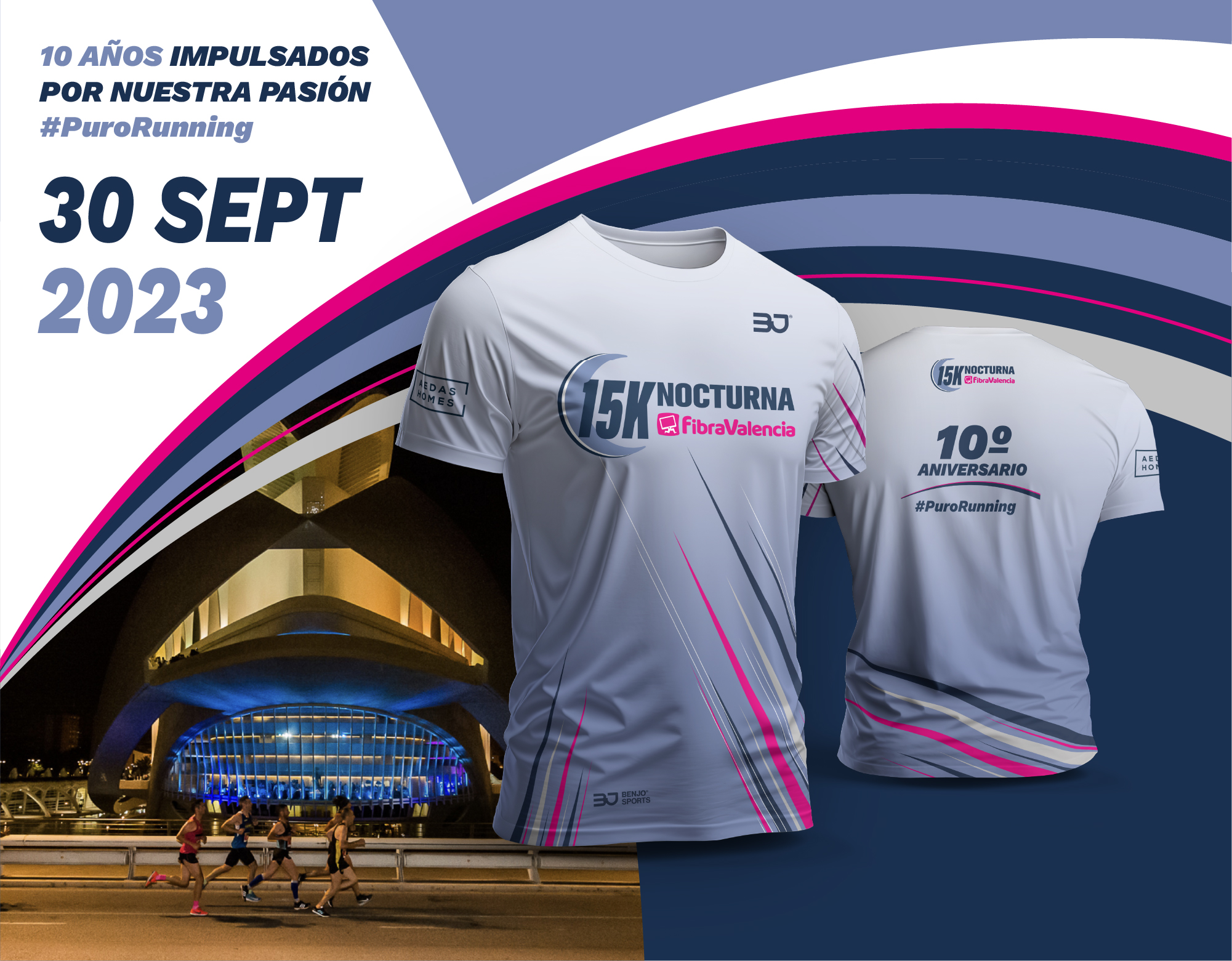 La 15K Nocturna FibraValencia presenta la camiseta oficial de su 10º aniversario