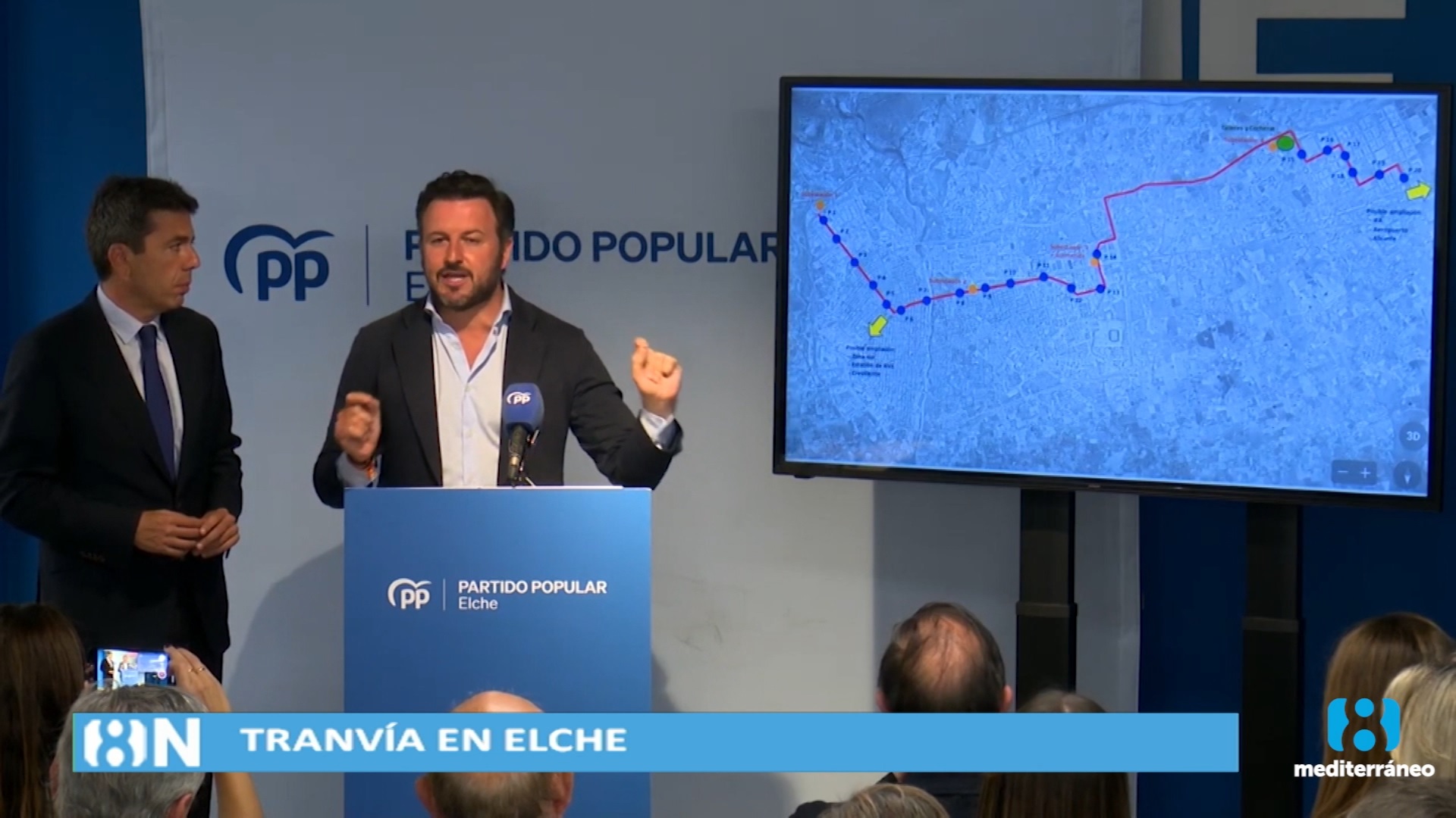 Mazón promete conectar por tranvía el casco urbano de Elche con Torrellano