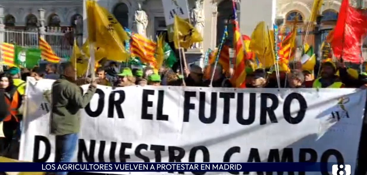 Miles de agricultores vuelven a protestar este lunes en Madrid