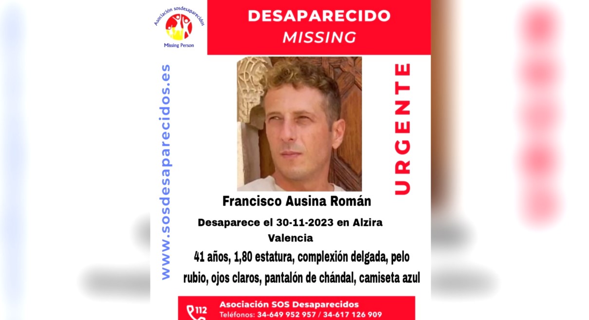 Continúa la búsqueda del hombre desaparecido el jueves en Alzira 